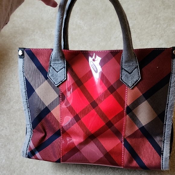 Vivienne Westwood Red and Gray Plaid Tote Bag - Picture 5 of 16